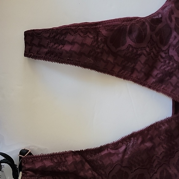 aerie NWT deep burgandy stretch floral lace bralette size small - Picture 8 of 8